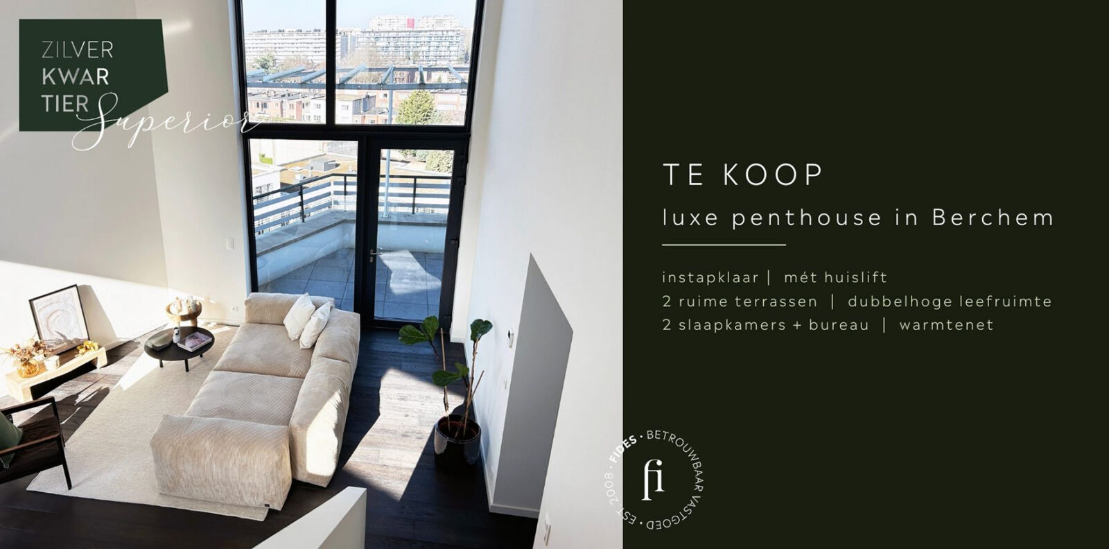 Duplex penthouse te koop in Berchem